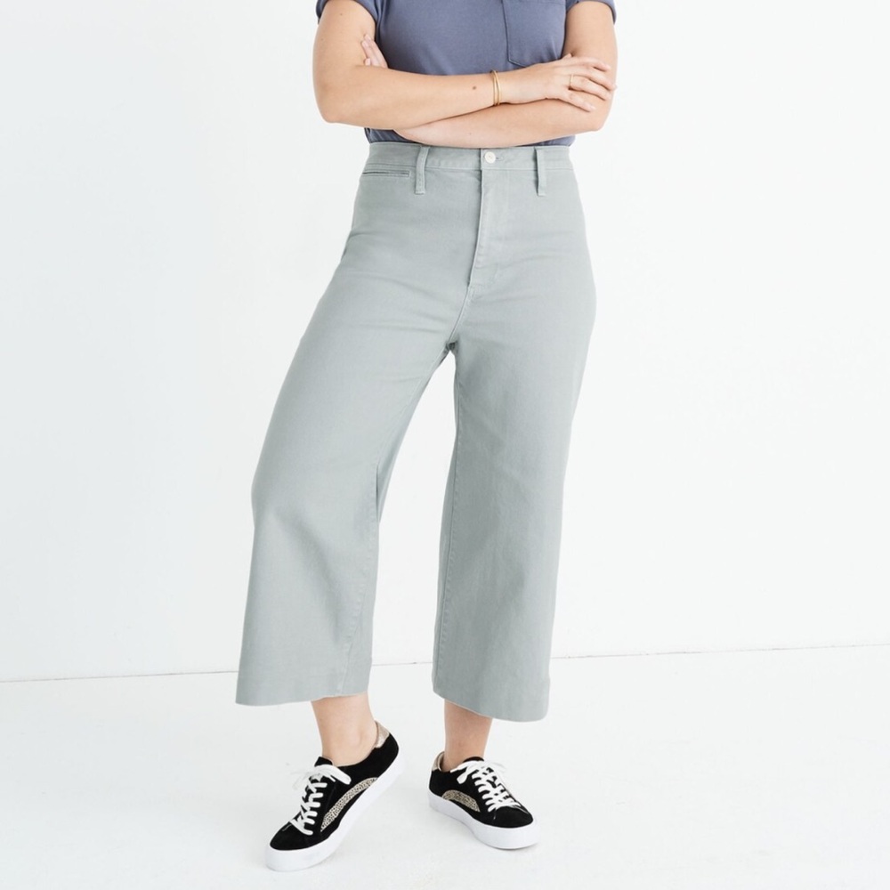 Madewell Emmett Wide Leg Crop Pants in Blue Horizon